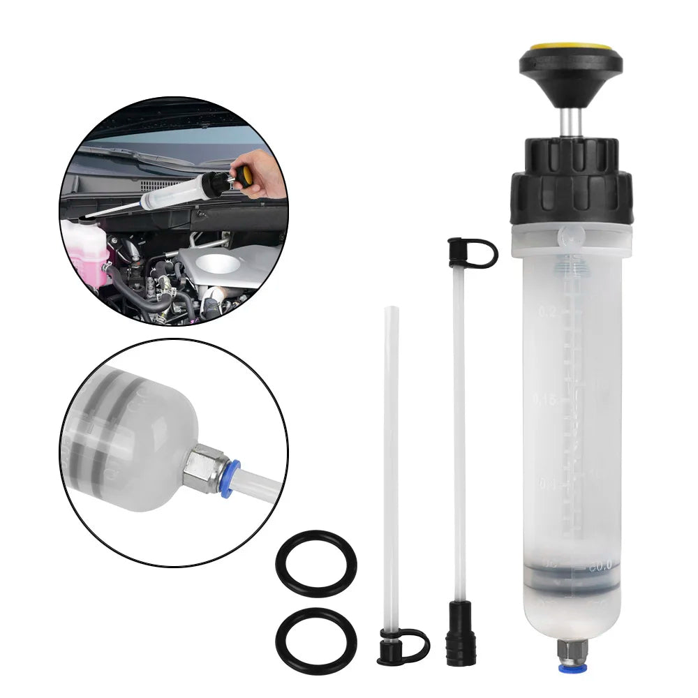 1+1 CADOU - Extractor manual de lichide auto – seringă 200 ml pentru ulei, lichid de frână, antigel