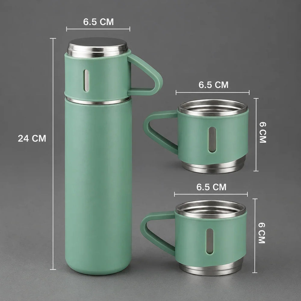 1+1 CADOU Set Termos cu 3 Cești, 500 ml, Ideal pentru Călătorii