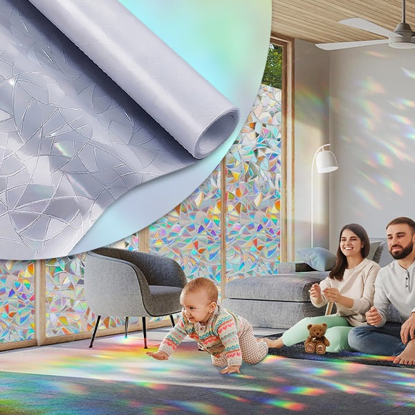 1+1 CADOU - Folie Decorativă Rainbow pentru Geamuri cu Efect Curcubeu, 60 x 200 cm