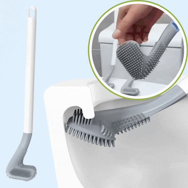 1+1 CADOU - Perie WC din silicon – mâner lung, curățare eficientă