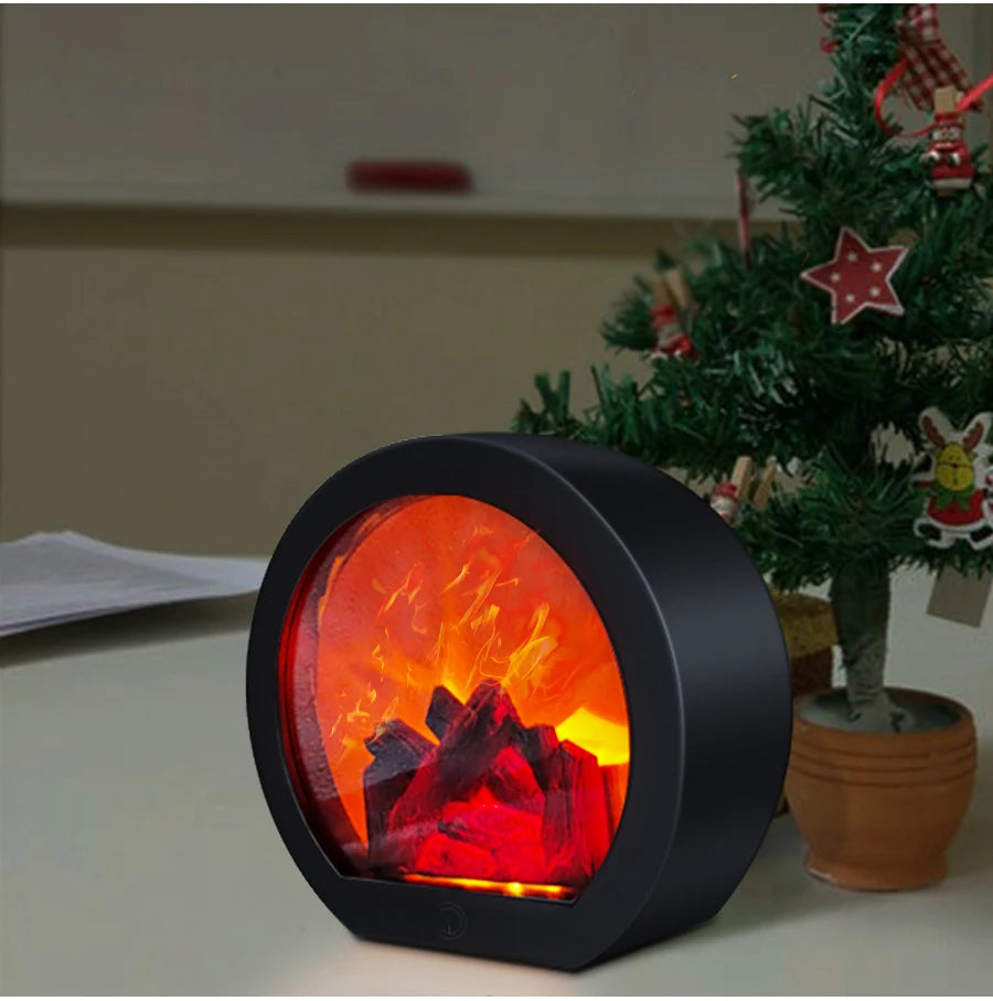 Lanternă Șemineu LED cu Efect de Flacără
