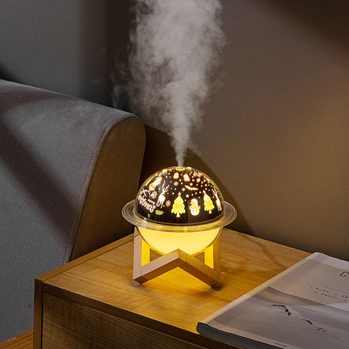 Difuzor de Aromaterapie cu LED – Cer Înstelat & Suport din Lemn