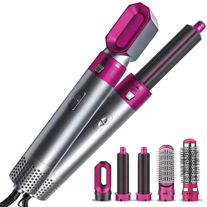Perie de Par 5 in 1 Multifunctionala Hot Air Styler, Multiple Accesorii incluse