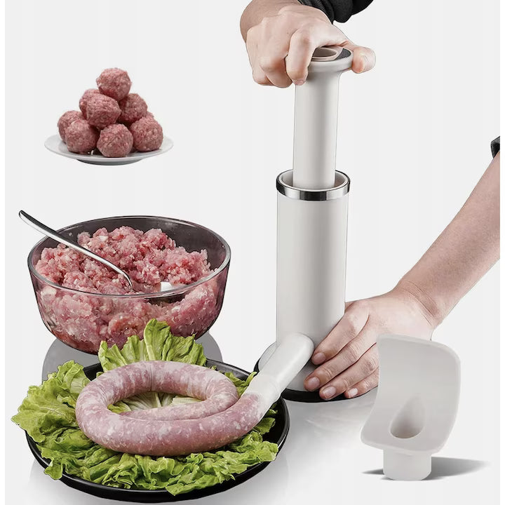 Masina manuala 2 in 1 pentru carnati si chiftele compacta usor de utilizat