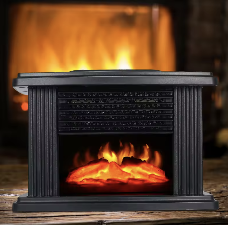 Mini încălzitor electric 1000W, cu efect realist de flacără
