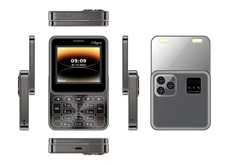 Telefon Mini i19 Pro Slide – 2.4", Dual SIM, 2G, Cameră, FM, Bluetooth, deblocat